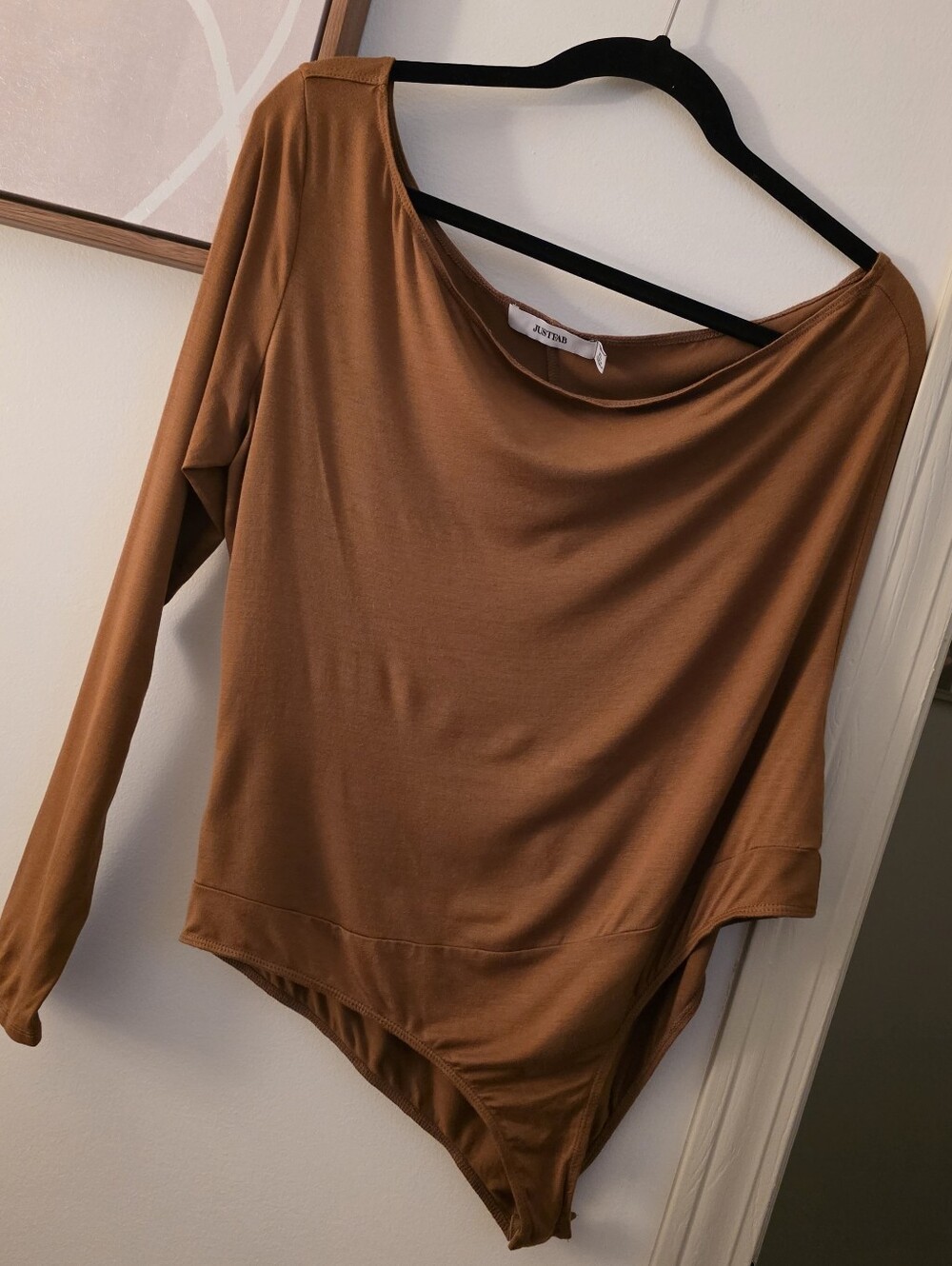 JustFab Copper-Brown Long Sleeve Bodysuit Top